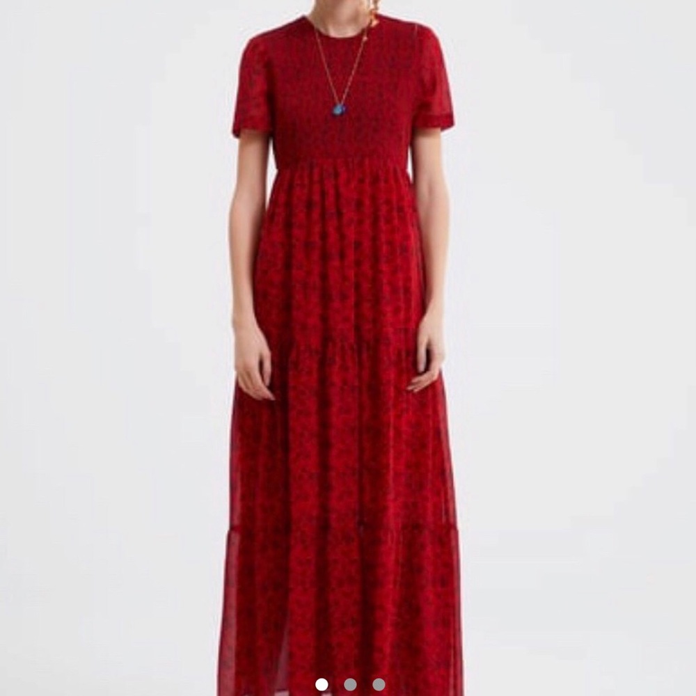 Zara red floral print dress